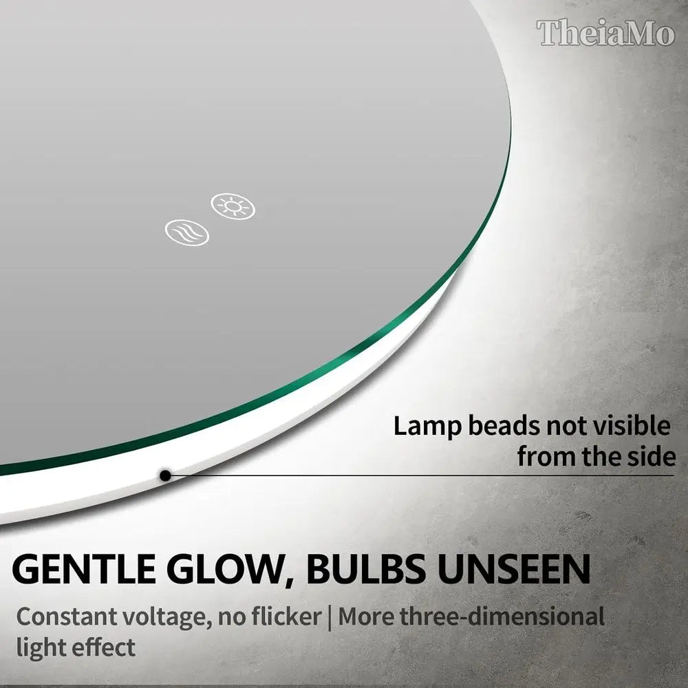 Round LED Mirror or Bathroom, 24" CircllBacklit Mirror with Lights, Wall Mounted Vanity Mirror, 3 Col, Dimmable, Anti-og, IP65 W