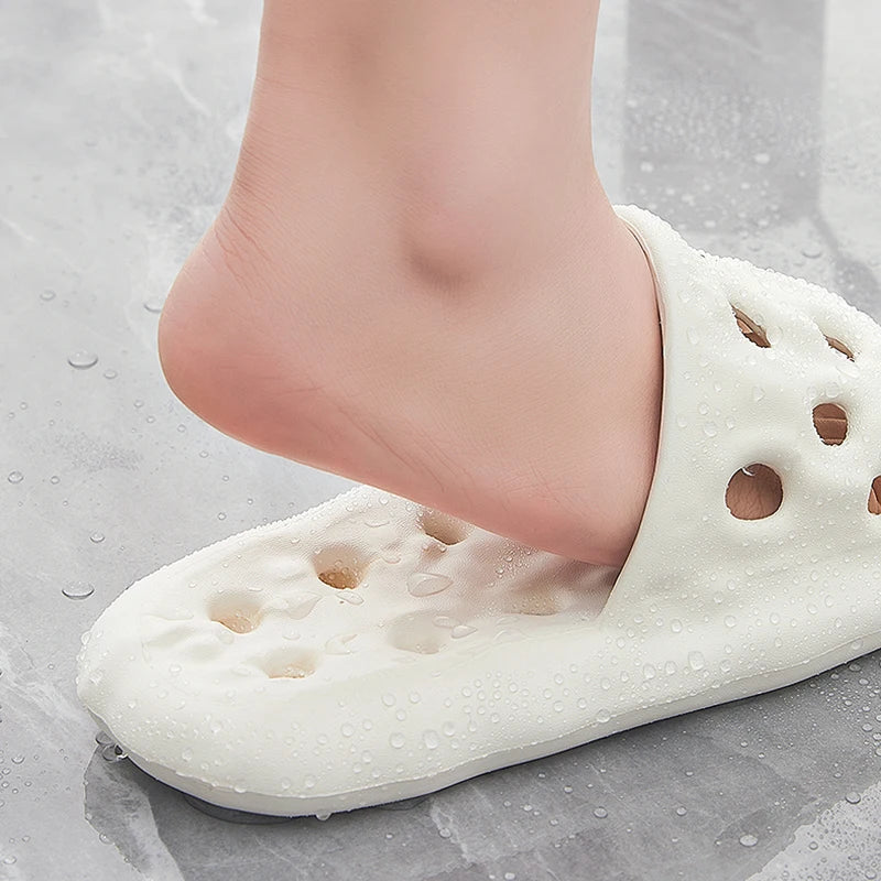 Hollow Out Bathroom Slippers Women Hole Quick Drying Anti Slip Shower Slides Woman Summer Super Light Soft EVA Home Slippers