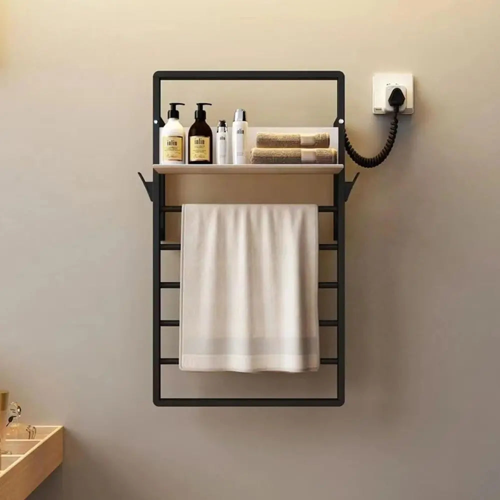 Electric Towel Warmer, Wall Mounted Hot Towel Racks for Bathroom with Storage Shelf, Heated Towel Drying Rack with Timer and Sma