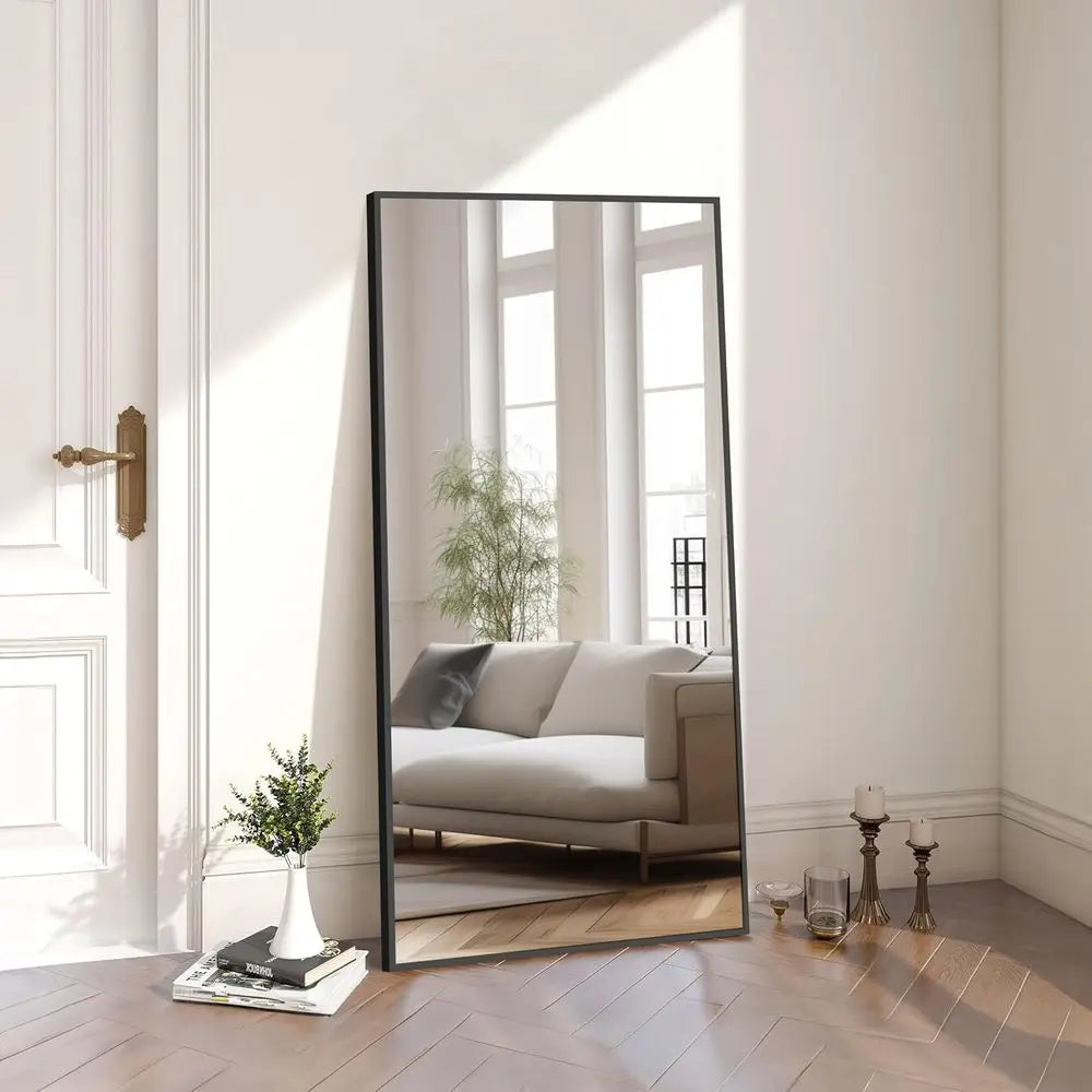 Black Bathroom Mirror or Wall, 60x30 Inch RecMirrwith Metal e, ern Vanity Wall Mirror Decor or Bathroom Living Room, Entryway Ha