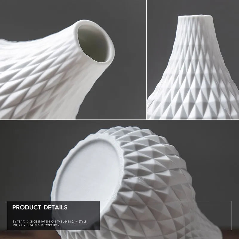 4.5 Inch White Ceramic Flower Vase Geometric Matt Vase Drop-shape Plants Hydroponic Container Home Garden Decoration Centerpiece