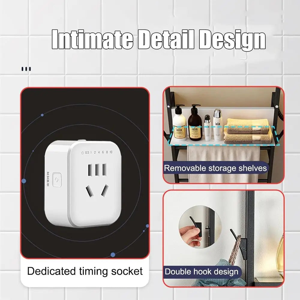 Electric Towel Warmer, Wall Mounted Hot Towel Racks for Bathroom with Storage Shelf, Heated Towel Drying Rack with Timer and Sma