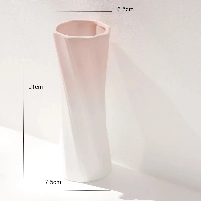 Nordic Plastic Vase Simple Pink Fresh Flower Pot Storage Bottle for Flowers Living Room Modern Home Decorations Ornaments