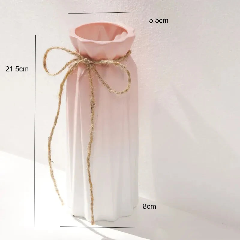 Nordic Plastic Vase Simple Pink Fresh Flower Pot Storage Bottle for Flowers Living Room Modern Home Decorations Ornaments